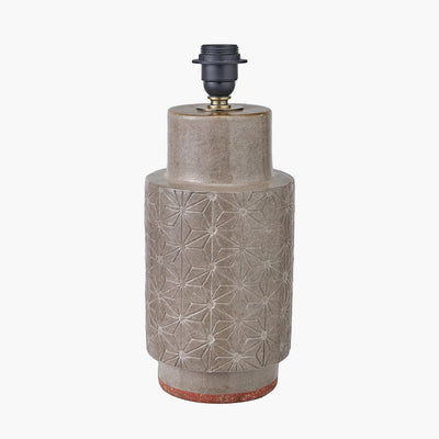 Pacific Lifestyle Lighting Sidra Grey Stoneware Etch Detail Table Lamp House of Isabella UK