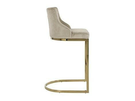 Bar stool Bolton Khaki velvet / gold Fire Retardant.