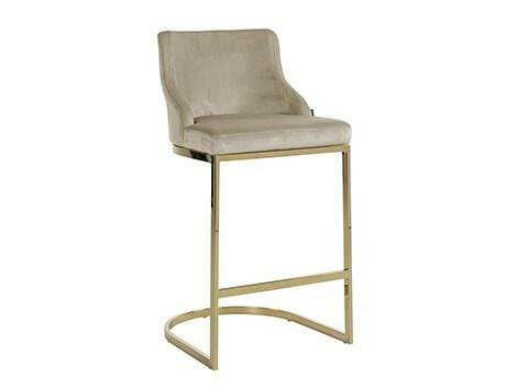 Bar stool Bolton Khaki velvet / gold Fire Retardant.
