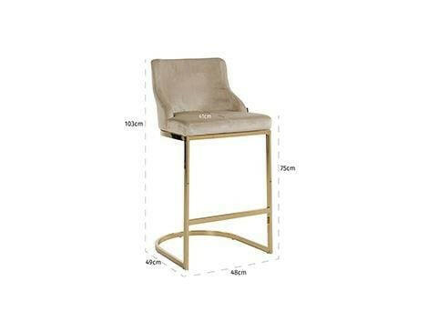 Bar stool Bolton Khaki velvet / gold Fire Retardant.