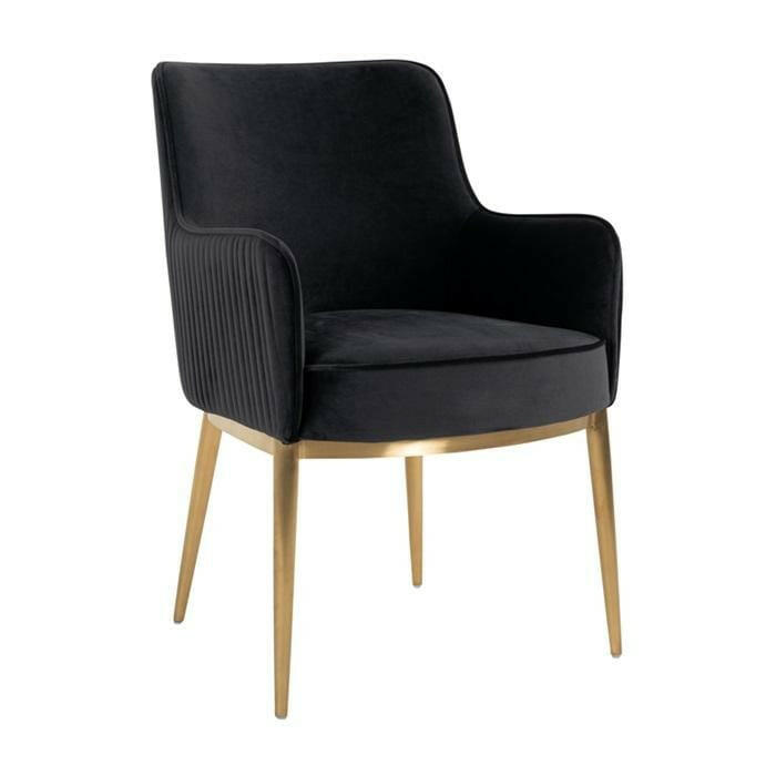 Chair Breeze Antracite Velvet / Brushed gold fire retardant.