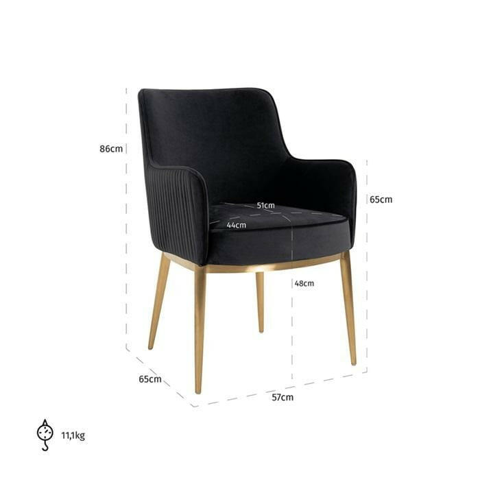 Chair Breeze Antracite Velvet / Brushed gold fire retardant.