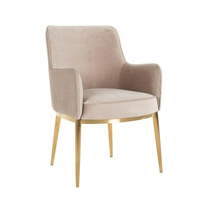 Chair Breeze Khaki Velvet / Brushed gold fire retardant.
