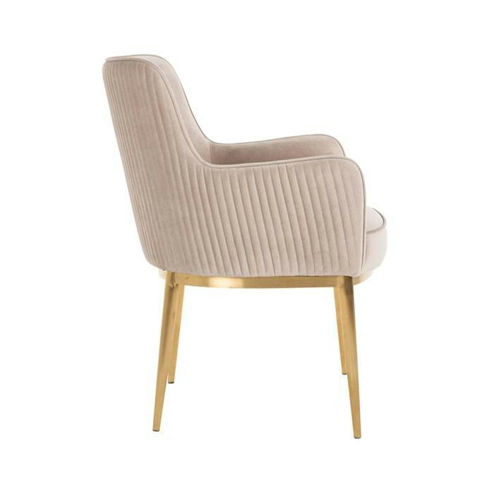Chair Breeze Khaki Velvet / Brushed gold fire retardant.