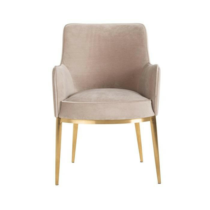 Chair Breeze Khaki Velvet / Brushed gold fire retardant.