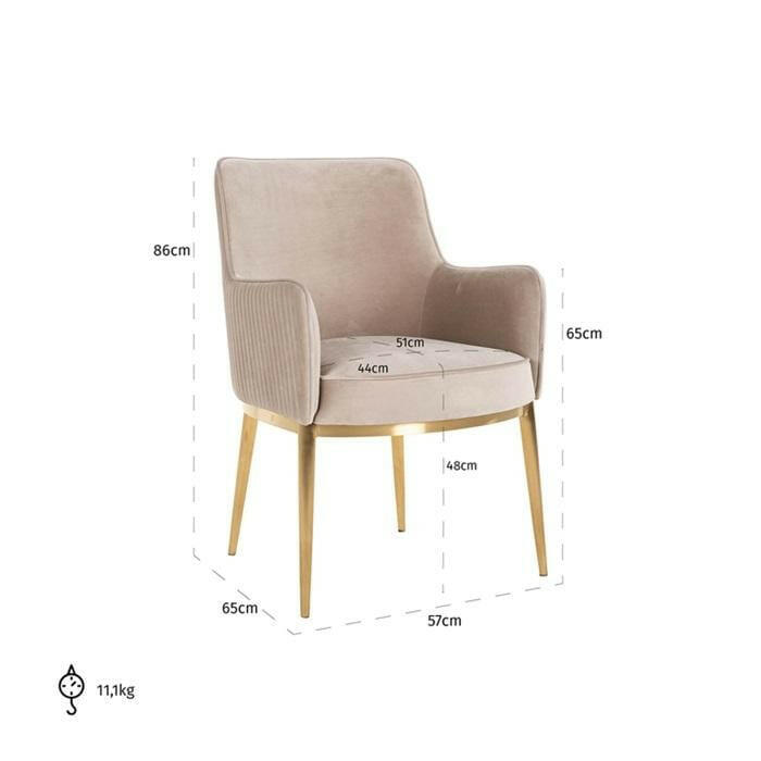 Chair Breeze Khaki Velvet / Brushed gold fire retardant.