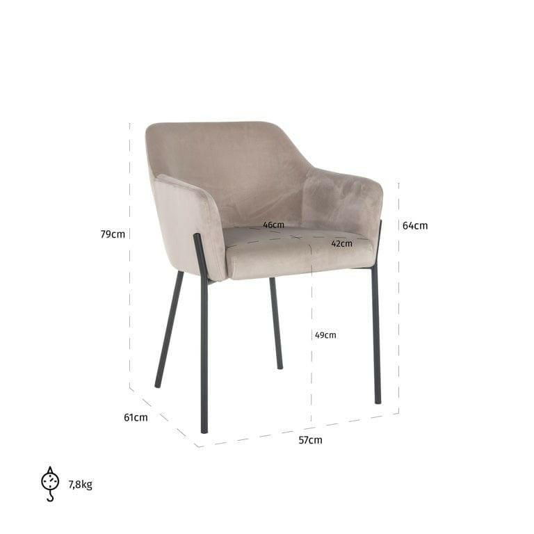 Chair Fay khaki velvet fire retardant.