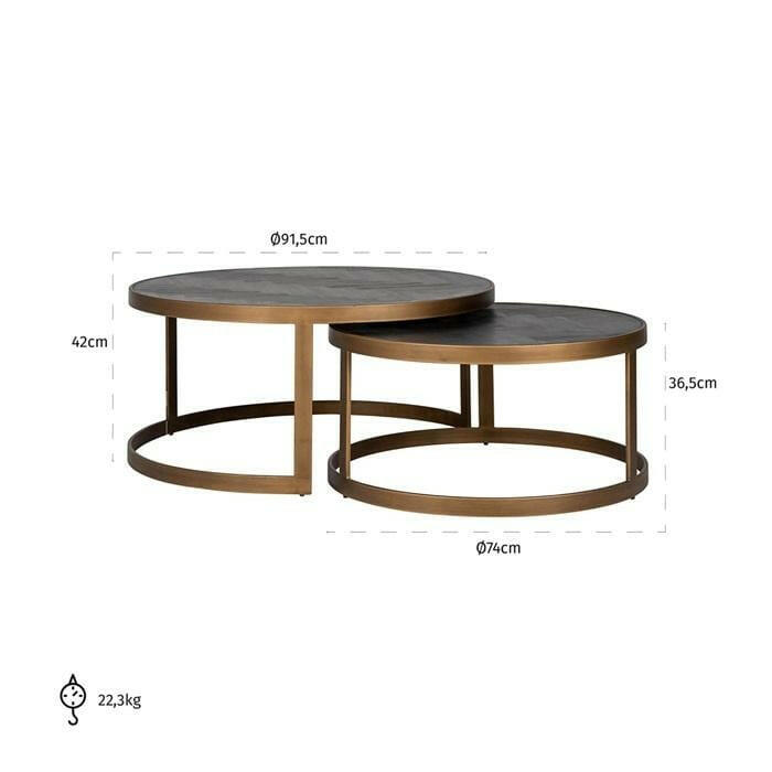 Coffee table Blackbone brass set of 2.