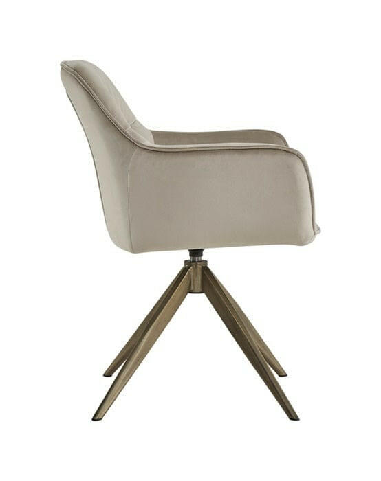 Swivel chair Aline khaki velvet fire retardant.