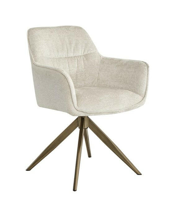 Swivel chair Aline white chenille velvet fire retardant.