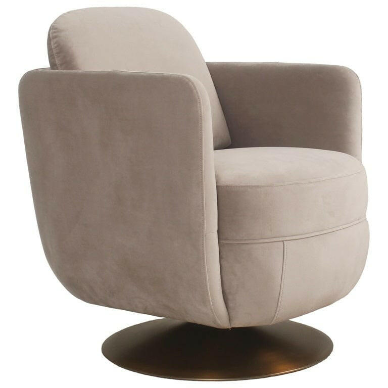 Swivel easy chair Turner khaki velvet fire retardant.