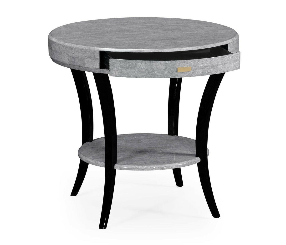 Jonathan Charles Round Side Table with Drawer Oriental - Smoke Eggshell.