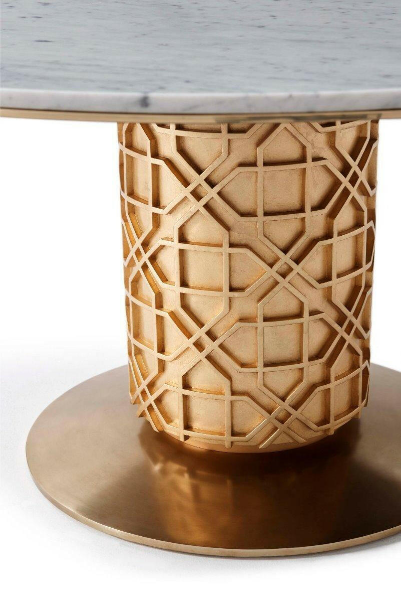 Theodore Alexander Colter Large Round Dining Table in Marble.