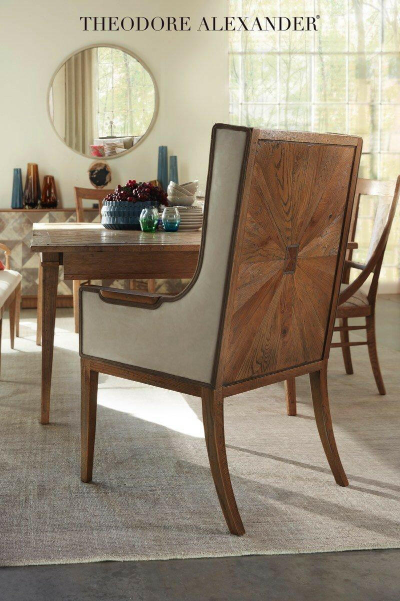Theodore Alexander Extendable Dining Table Callan in Echo Oak.