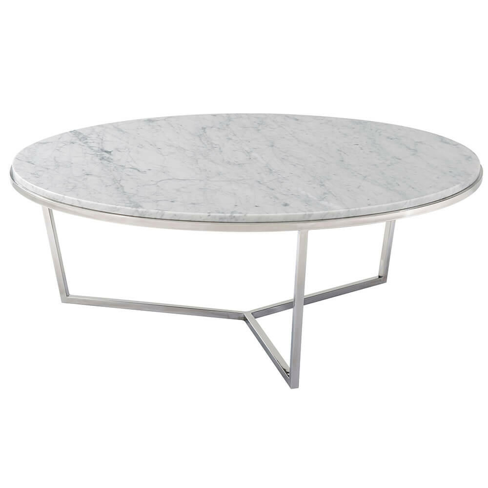Ta Studio Large Round Coffee Table Fisher in Marble & Nickel.