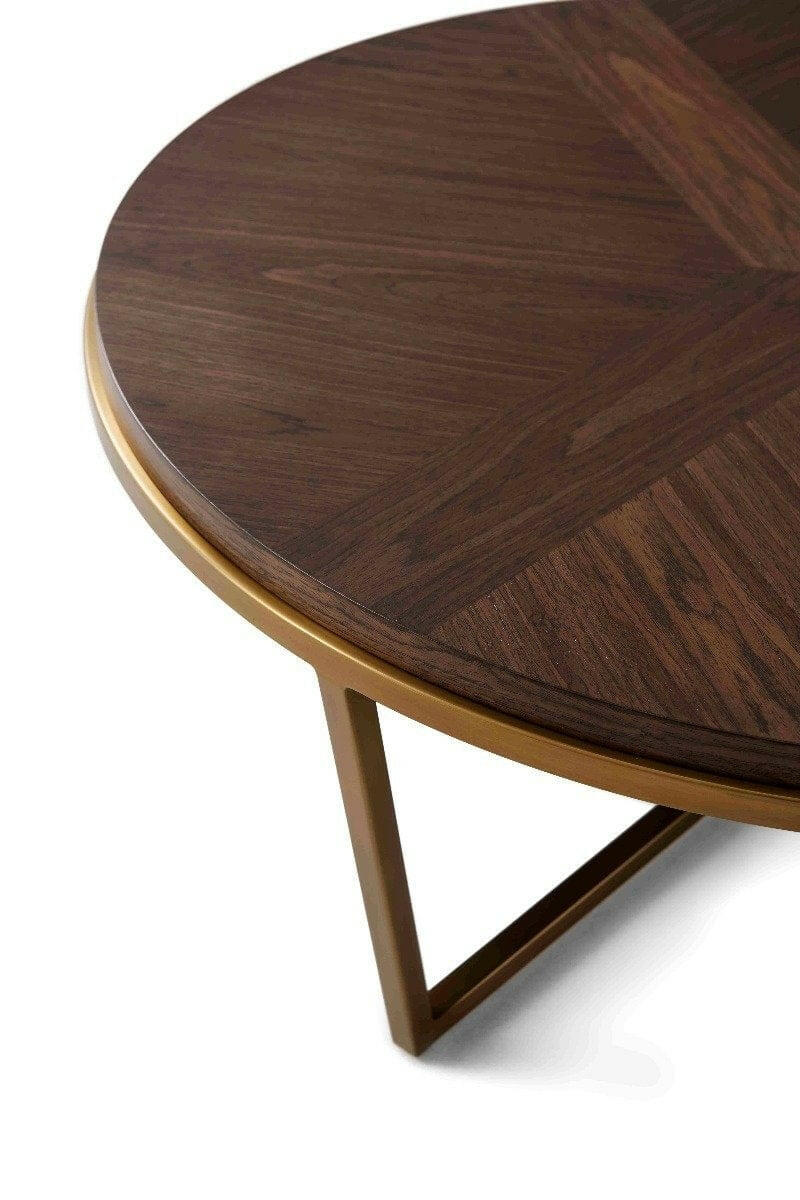 Ta Studio Small Round Coffee Table Fisher in Macadamia & Brass.
