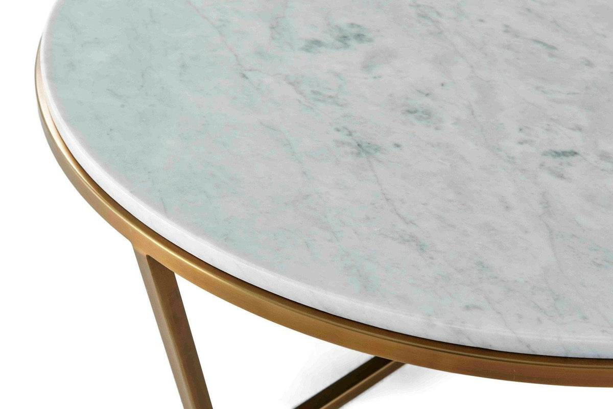 Ta Studio Small Round Coffee Table Fisher in Marble & Brass.
