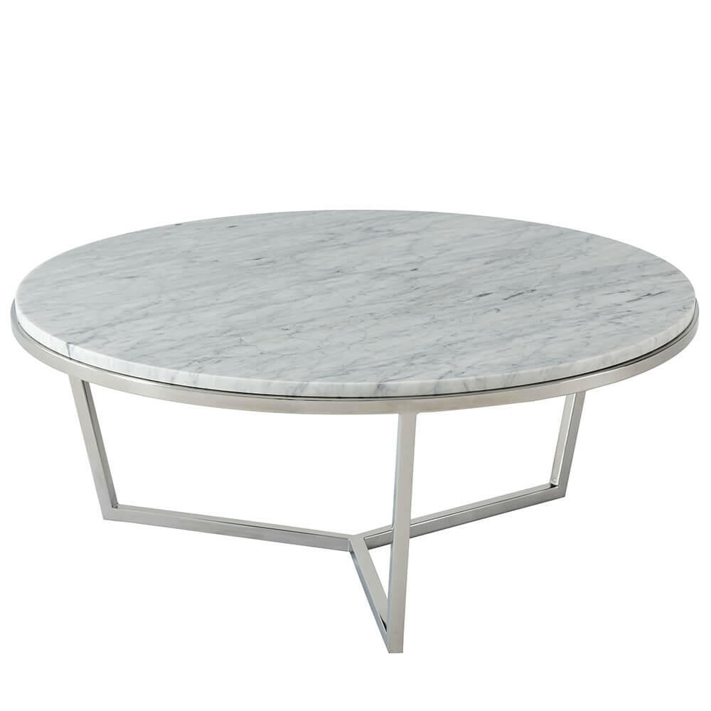Ta Studio Small Round Coffee Table Fisher in Marble & Nickel.
