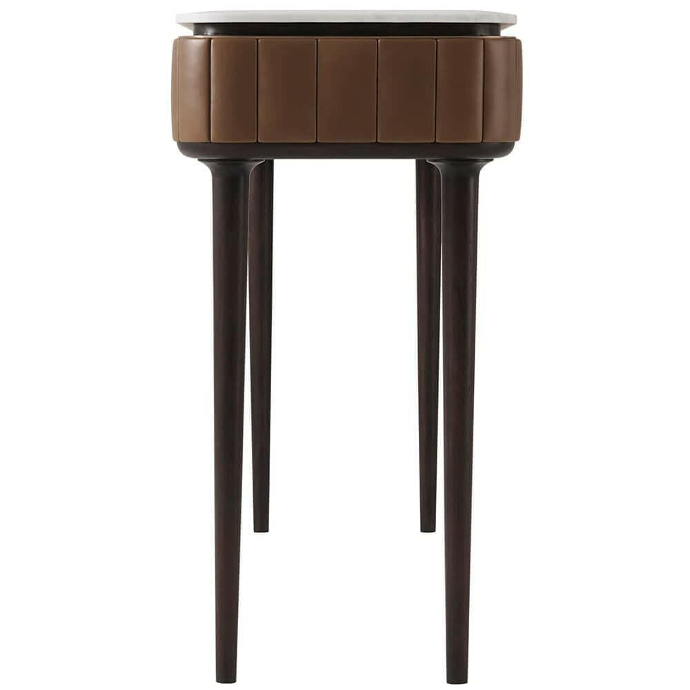 Theodore Alexander Billowy Console Table in Carrara Marble.