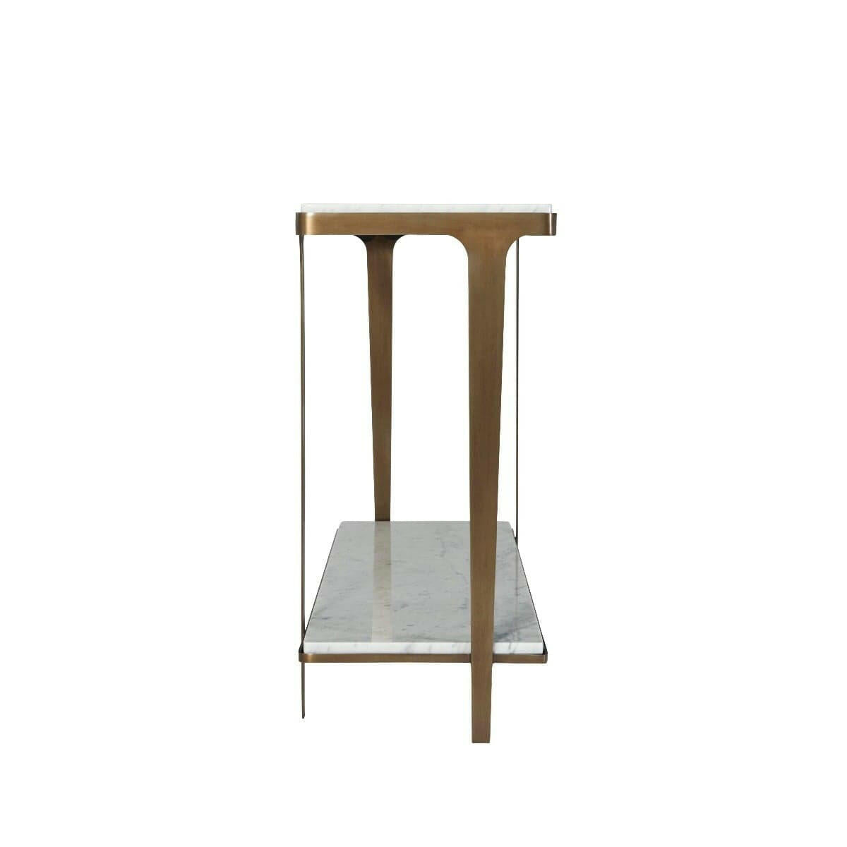 Theodore Alexander Cordell Console Table in White & Brass.