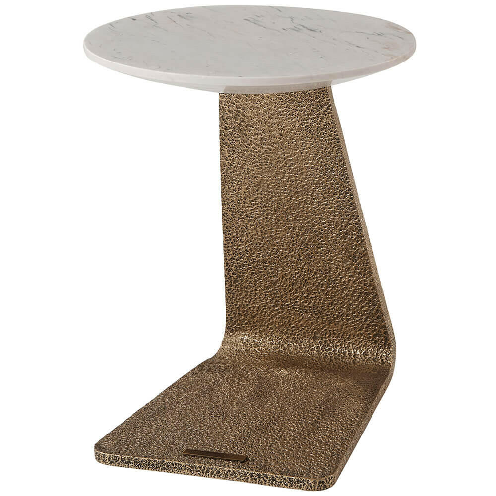 Theodore Alexander Grace Cantilever Accent Table in Marble.