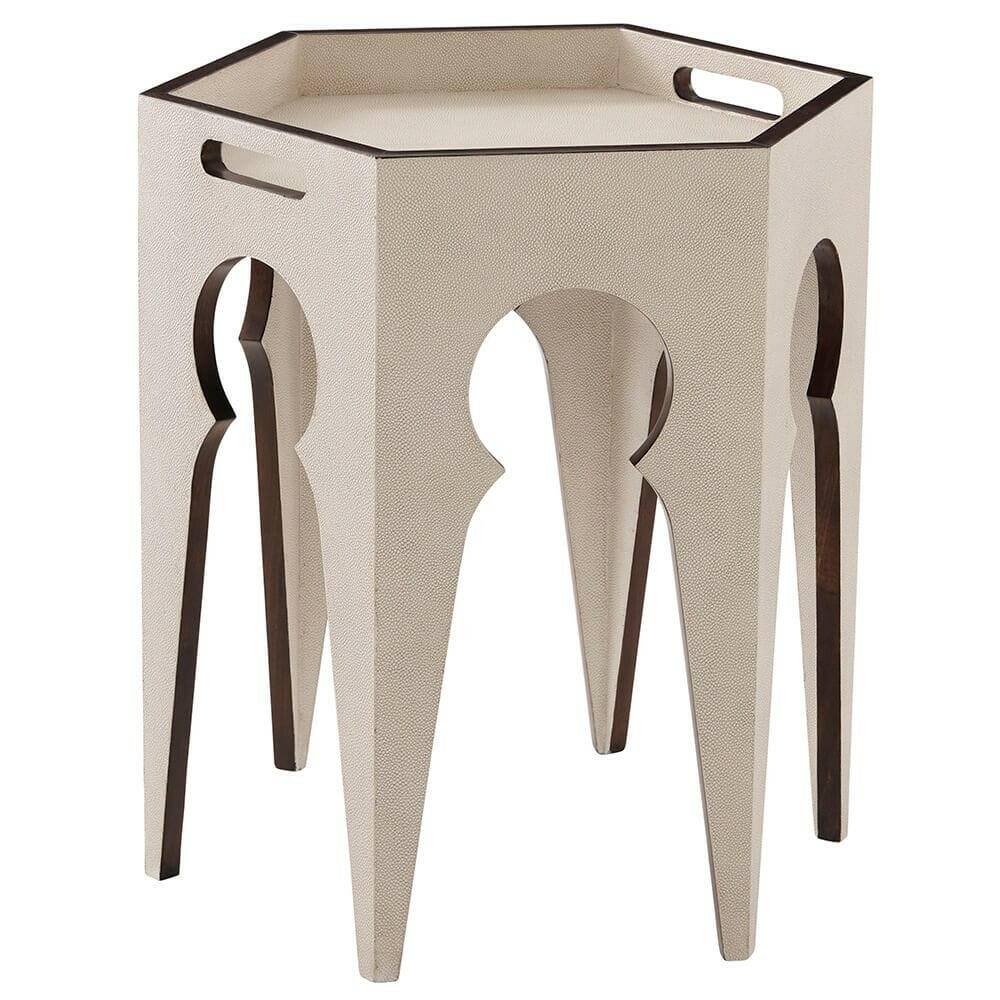Theodore Alexander Radium Hexagonal Accent Table in Overcast.