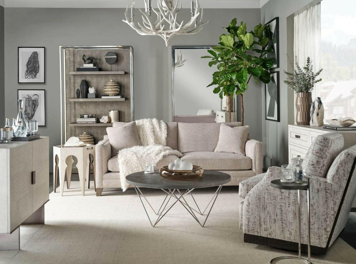 Theodore Alexander Radium Hexagonal Accent Table in Overcast.