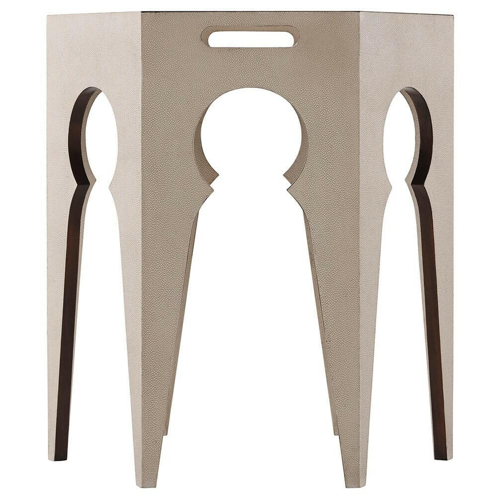 Theodore Alexander Radium Hexagonal Accent Table in Overcast.