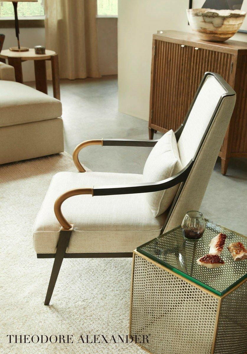 Theodore Alexander Yves Occasional Chair in Kendal Linen.