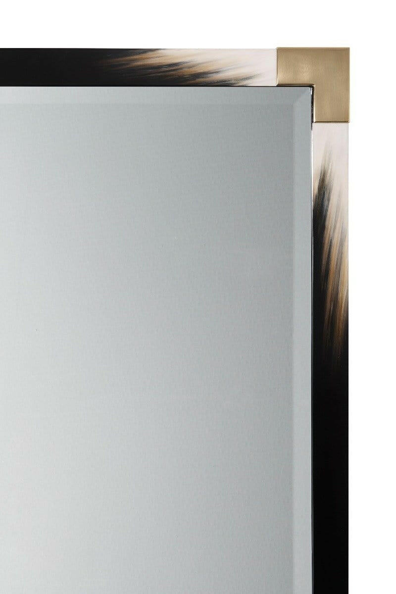 Theodore Alexander Cutting Edge Small Wall Mirror in Black.