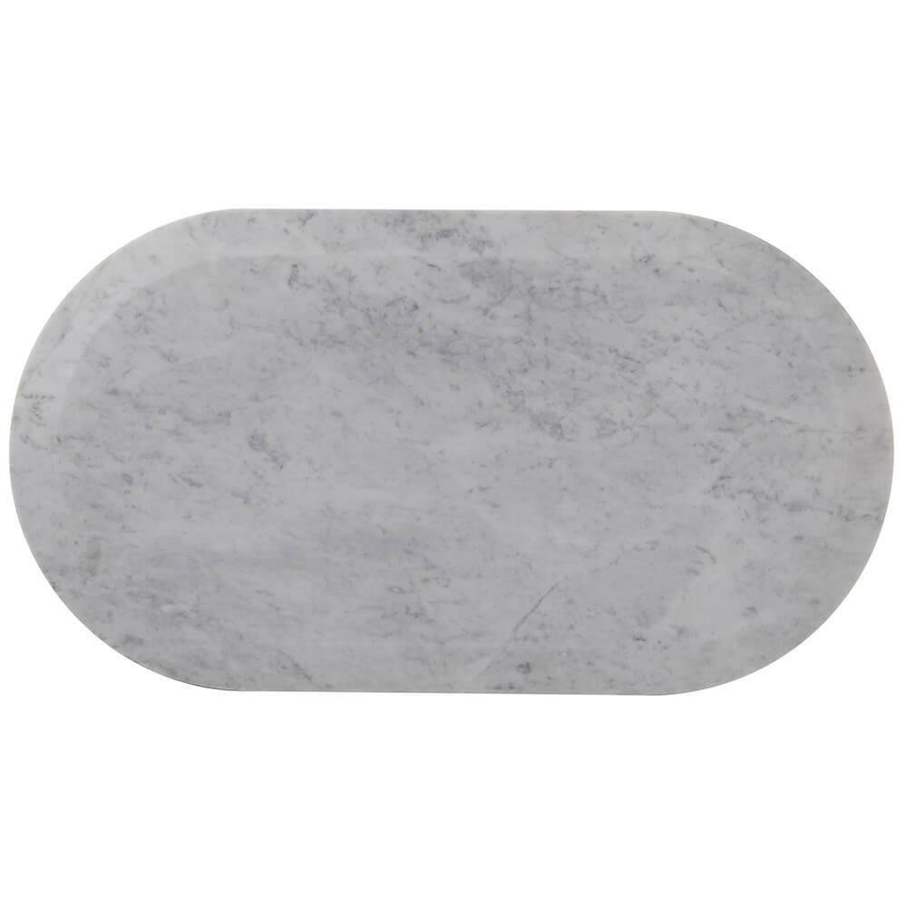 Theodore Alexander Oblique Left Bedside Cabinet in Veneer & Carrara.