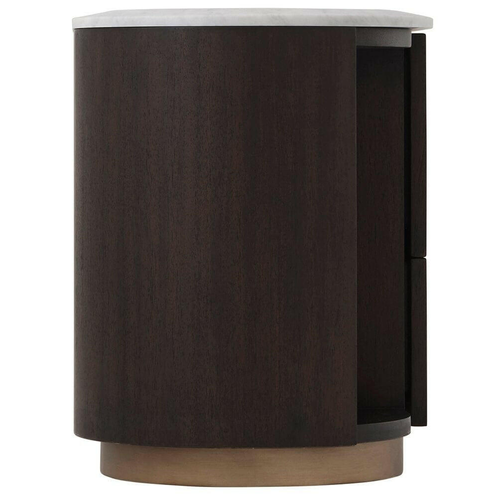 Theodore Alexander Oblique Right Bedside Cabinet in Veneer & Carrara.