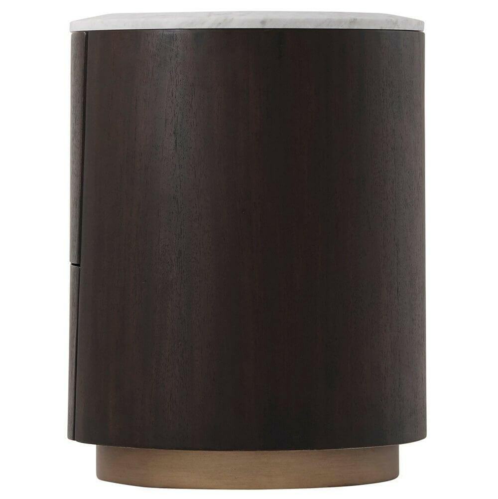 Theodore Alexander Oblique Right Bedside Cabinet in Veneer & Carrara.