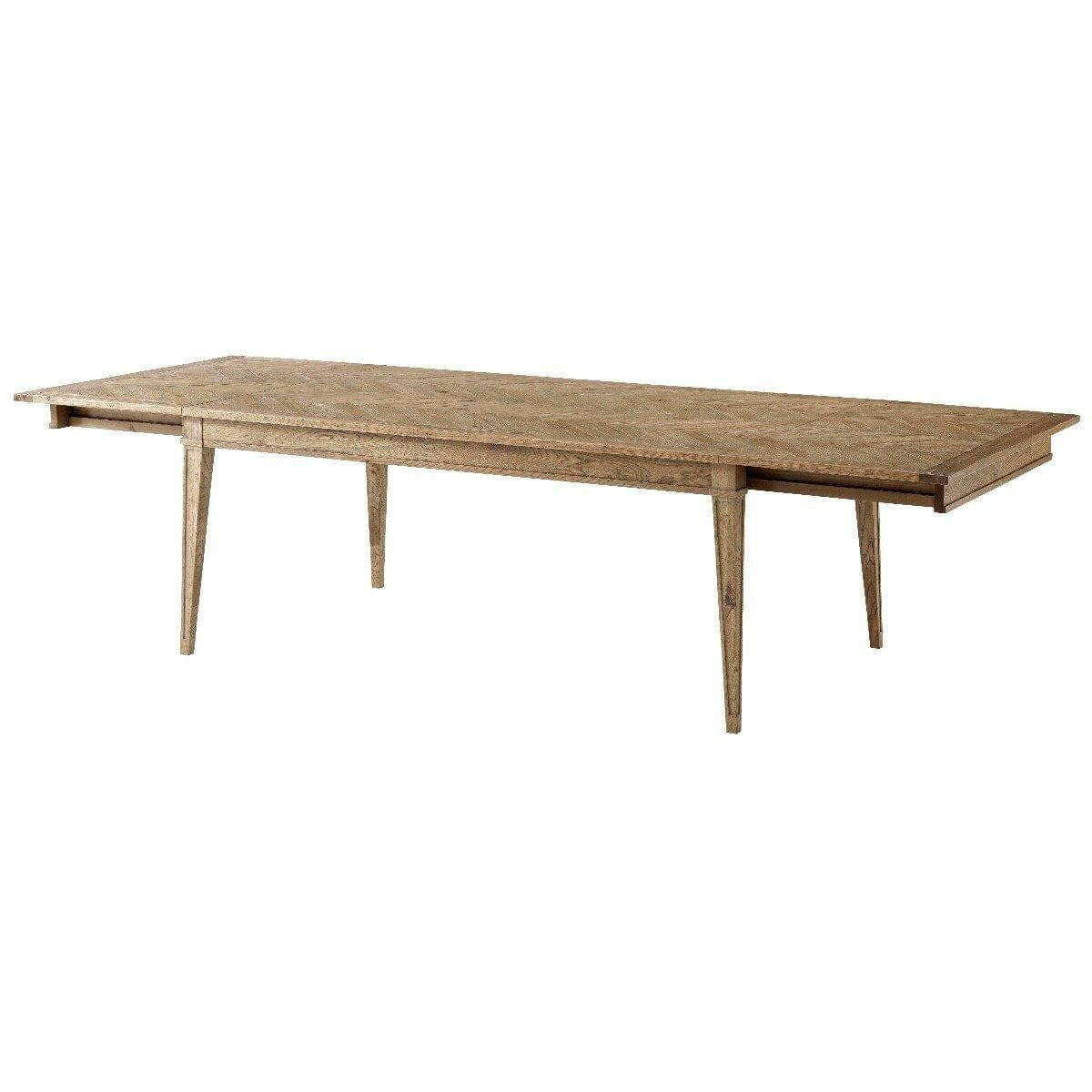 Theodore Alexander Extendable Dining Table Callan in Echo Oak.