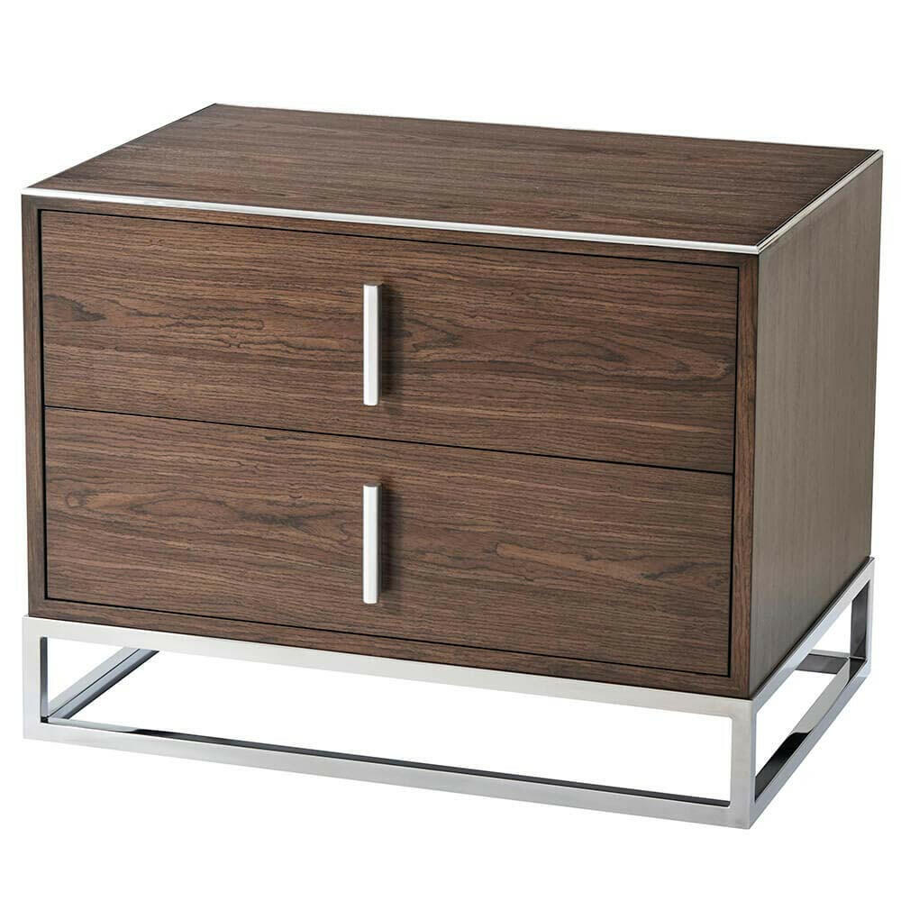 Ta Studio Bedside Table Blain in Macadamia & Nickel.