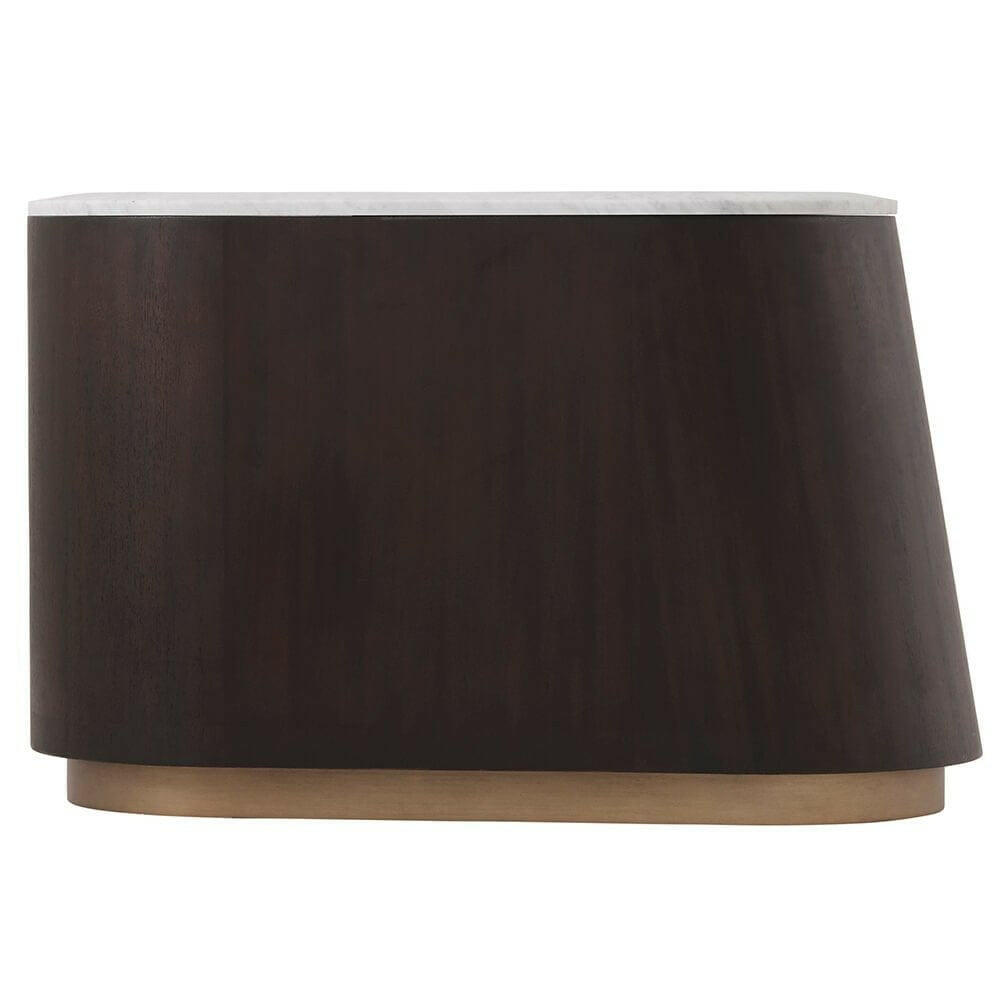 Theodore Alexander Oblique Left Bedside Cabinet in Veneer & Carrara.