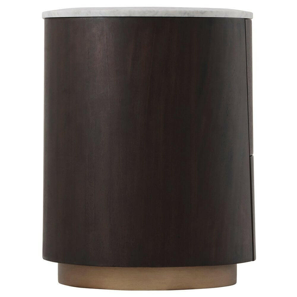 Theodore Alexander Oblique Left Bedside Cabinet in Veneer & Carrara.