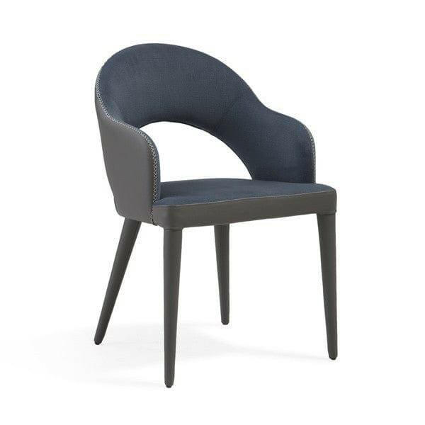 Jiva Dining Chair - Nappa Midnight Blue & Grey.