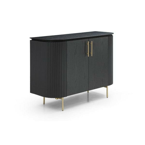 Lantine 2 Door Cabinet - Black Oak & Brass.