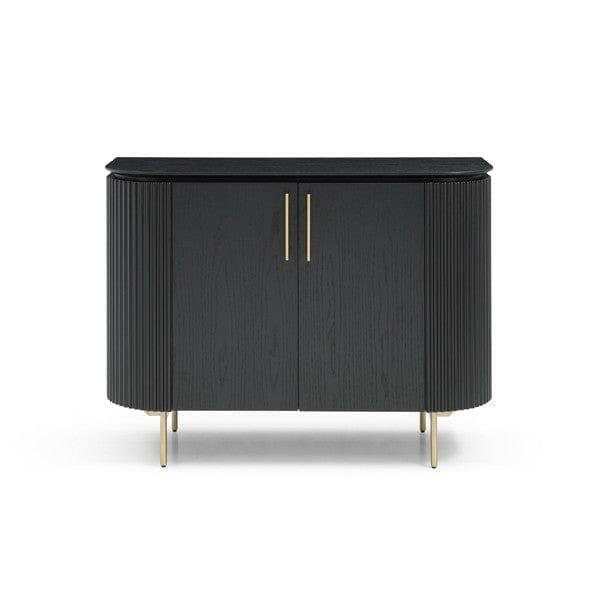Lantine 2 Door Cabinet - Black Oak & Brass.