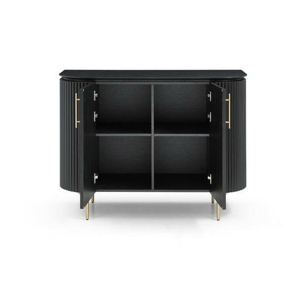 Lantine 2 Door Cabinet - Black Oak & Brass.