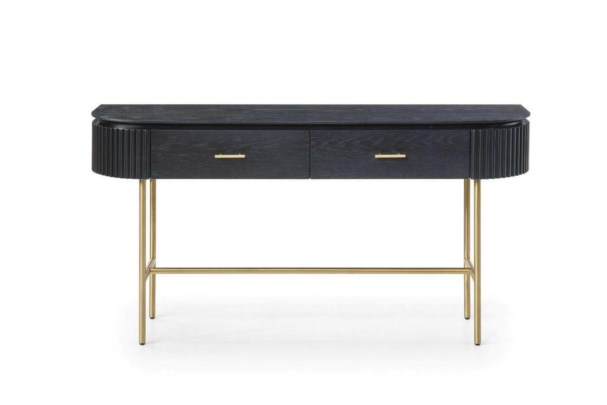 Lantine Console Table - Black Oak & Brass.