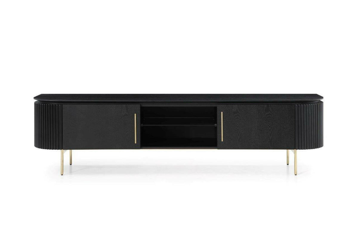 Lantine TV Unit - Black Oak & Brass.