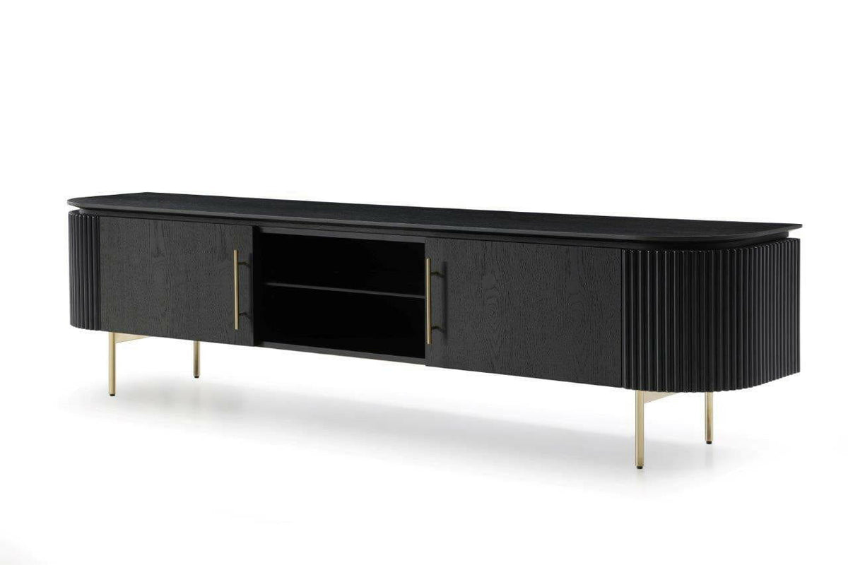 Lantine TV Unit - Black Oak & Brass.