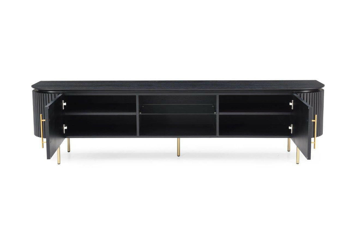 Lantine TV Unit - Black Oak & Brass.