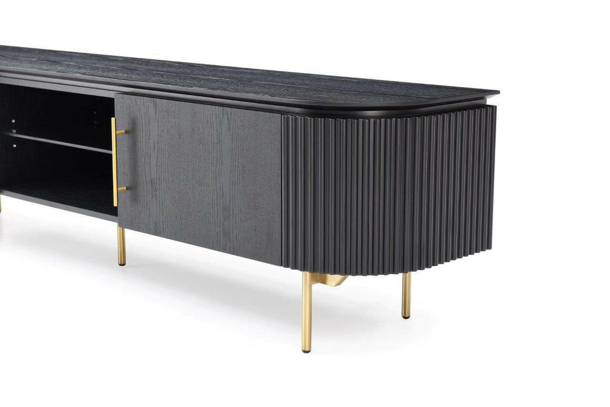 Lantine TV Unit - Black Oak & Brass.