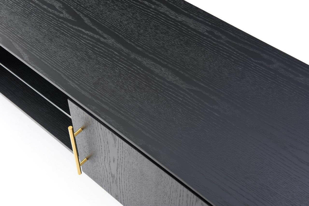 Lantine TV Unit - Black Oak & Brass.