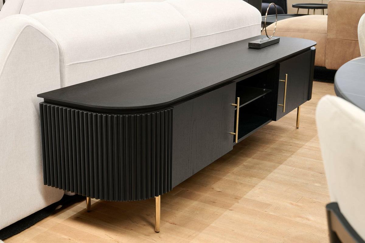 Lantine TV Unit - Black Oak & Brass.