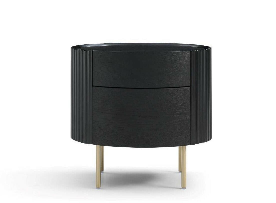 Lantine Bedside Table - Black Oak & Brass.