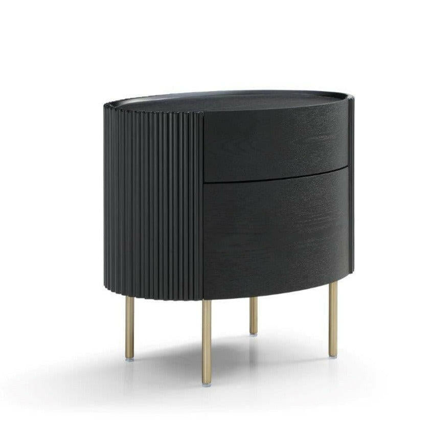 Lantine Bedside Table - Black Oak & Brass.